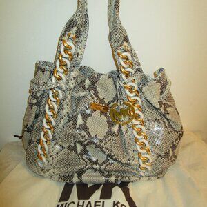 Michael Kors ID Chain Leather Python-Embossed Tote